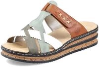 Pantolette RIEKER, Damen, Gr. 37, bunt (multi), Lederimitat, Schuhe Pantolette,