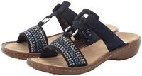Pantolette RIEKER, Damen, Gr. 37, blau (nachtblau), Nubuklederimitat, kontrastfarbene