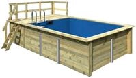 Karibu Rechteckpool "Holzpool Roma A BxLxH: 353x400x124 cm mit Sonnendeck" 44 mm