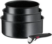 Tefal Topf-Set "Ingenio Black Stone, Kasserollenset abnehmbarer Griff, stapelbar"
