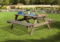 Garten-Essgruppe WEKA, grau (grau, gr&uuml;n), B:142cm H:72cm T:37cm, Massivholz,