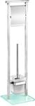WENKO WC-Garnitur "Debar" aus Edelstahl Glas Stand WC-Garnitur