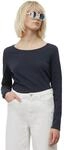 Langarmshirt MARC O'POLO DENIM, Damen, Gr. S, blau (marine), Slub, Obermaterial: 100%