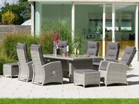 KONIFERA Garten-Essgruppe "Monaco" Set, 6x Sessel, 2x Hocker, 1x Tisch 200x100x74cm,