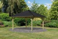 Karibu Pavillon "Holm 1" BxTxH: 431x431x315 cm, mit schwarzen Dachschindeln