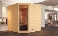 weka Sauna "Design-Sauna KEMI Eck 1" naturbelassenes Fichtenholz, moderne Glast&uuml;r