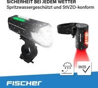 FISCHER Fahrrad Fahrradbeleuchtung "Akku-USB-LED Bel.-Set Bodenbel. 80 Lux"