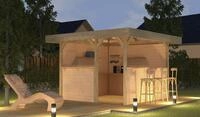 weka Holzpavillon "Gartenlaube 657 Gr.2" Set mit 2 R&uuml;ckw&auml;nden, Tresenwand und