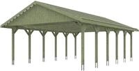 Skanholz Doppelcarport "Wallgau" Massivholz 530 cm Gr&uuml;n mit Dachlattung