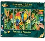Malen nach Zahlen SCHIPPER "Meisterklasse Triptychon - Papageien im Regenwald", bunt,