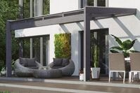 Terrassendach SKANHOLZ "Novara", grau (schiefergrau), B:450cm T:309cm, Fichtenholz,