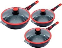 KING Pfannen-Set "Click-Grip" Aluminiumguss Set, je 1 Pfanne &Oslash; 24/28/32 cm, H: