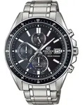 Chronograph CASIO EDIFICE, silber (schwarz, edelstahlfarben), Armbanduhren, Herren,
