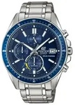 Chronograph CASIO EDIFICE, silber (blau, edelstahlfarben), Armbanduhren, Herren,