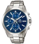 Chronograph CASIO EDIFICE, silber (blau, edelstahlfarben), Armbanduhren, Herren,