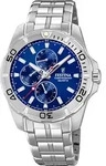 Multifunktionsuhr FESTINA, silber (silberfarben, blau), Armbanduhren, Herren,