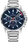 Multifunktionsuhr TOMMY HILFIGER "MASON", silber (silberfarben, dunkelblau),