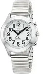Funkuhr MASTER TIME "Sprechende Funkuhr", silber (silberfarben), Armbanduhren, Damen,
