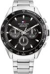 Multifunktionsuhr TOMMY HILFIGER "OWEN", silber (silberfarben, schwarz),