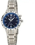 Funkuhr ETT "Titan Basic", grau (titanfarben, dunkelblau), Armbanduhren, Damen,