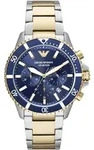 Chronograph EMPORIO ARMANI, blau (silbergoldfarben, blau), Armbanduhren, Herren,