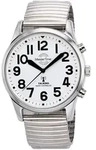 Funkuhr MASTER TIME "Sprechende Funkuhr", silber (silberfarben, wei&szlig;), Armbanduhren,