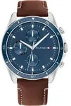 Multifunktionsuhr TOMMY HILFIGER "PARKER", braun (braun, blau), Armbanduhren, Herren,
