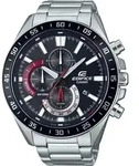 Chronograph CASIO EDIFICE, silber (edelstahlfarben, schwarz, rot), Armbanduhren,