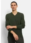 Strickpullover OLYMP "OLYMP Casual Strick", Herren, Gr. 3XL, oliv, 100% Schurwolle,
