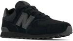 Sneaker NEW BALANCE "574", M&auml;dchen, Gr. 37, schwarz, Leder, Synthetik, Textil,