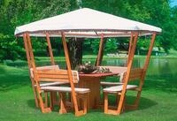 promadino Holzpavillon "Rosenheim" BxT: 304x304 cm, inkl. Sitzgruppe