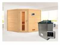 KARIBU Sauna ""Leona" mit Energiespartür Ofen 9 KW externe Strg modern" Saunen aus