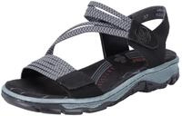 Riemchensandale RIEKER, Damen, Gr. 36, schwarz (schwarz, grau), Nubuklederimitat,