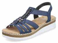 Riemchensandale RIEKER Gr. 39, blau (jeansblau) Damen Schuhe Keilsandaletten
