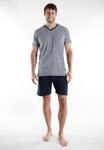 TOM TAILOR Shorty "Nevada" 2 tlg. Streifendesign, Kurzarm, V-Ausschnitt, kurze Hose