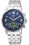 Funk-Multifunktionsuhr ETT "Professional WorldTimer", silber (silberfarben, blau),