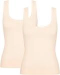 sloggi Unterhemd "GO" 2er Pack, zarte Spitzendetails, tiefer Rundhals-Ausschnitt,