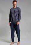 G&Ouml;TZBURG Pyjama "Manhattan" 2 tlg. Langarm, V-Ausschnitt, lange Hose, V-Ausschnitt,