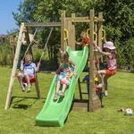 Spielturm FUNGOO "FUNNY3 mit schaukel", braun (gr&uuml;n), Spielt&uuml;rme, KinderB:290cm