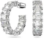 Paar Creolen SWAROVSKI "Matrix Baguette", silber (metallfarben, kristallwei&szlig;,