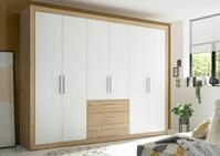 Dreht&uuml;renschrank SCHLAFKONTOR "Fernando", wei&szlig; (artisan eiche, wei&szlig;), B:289cm
