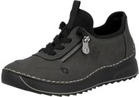 Sneaker RIEKER, Damen, Gr. 38, grau (grau, schwarz), Nubuklederimitat, Textil, Schuhe