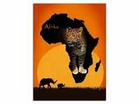 Glasbild ARTLAND "Afrika der schwarze Kontinent" Bilder Gr. B/H: 60 cm x 80 cm,
