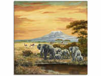 Artland Wandbild "Afrikalandschaft mit Elefanten", Wildtiere, (1 St.), als