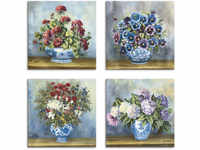 Artland Leinwandbild "Blumen Bouqets", Blumen, (4 St.), 4er Set, verschiedene