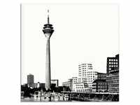 Glasbild ARTLAND "Düsseldorf Collage Skyline 15" Bilder Gr. B/H: 50 cm x 50 cm,