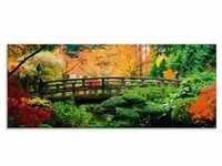 Glasbild ARTLAND "Eine Brücke im japanischen Garten" Bilder Gr. B/H: 125 cm x...