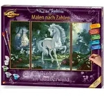 Malen nach Zahlen SCHIPPER "Meisterklasse Triptychon - Einhorn Zauberwald", bunt,