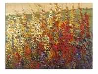 Glasbild ARTLAND "Feld mit Herbstblumen I" Bilder Gr. B/H: 80 cm x 60 cm,...