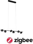PAULMANN LED Pendelleuchte "Puric Pane Smart Home Zigbee 6x6W Schwarz/Grau 230V